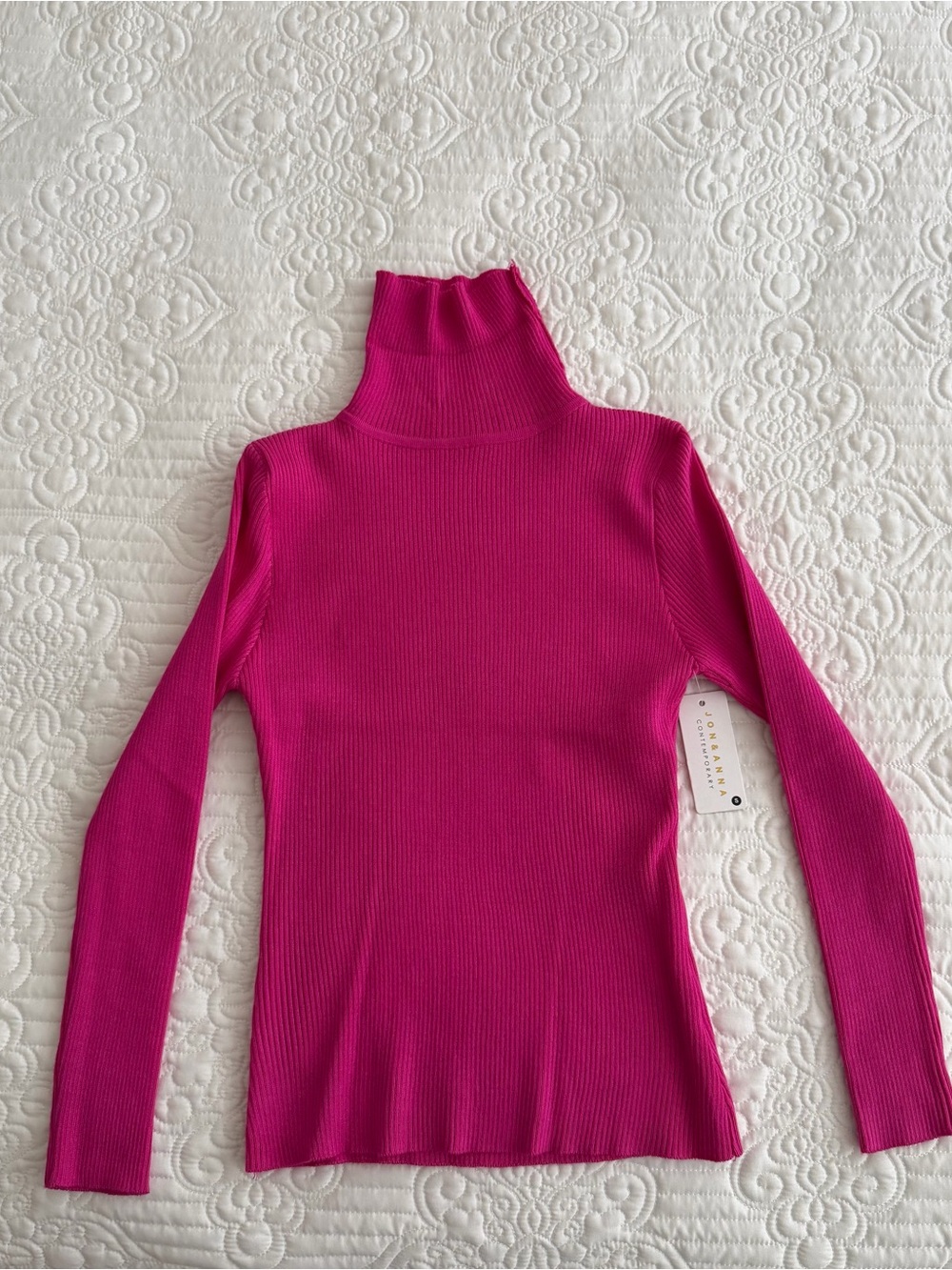 Jon & Anna Contemporary Fuchsia Ribbed Turtleneck Sweater - NWT Size S